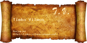 Timko Vilmos névjegykártya